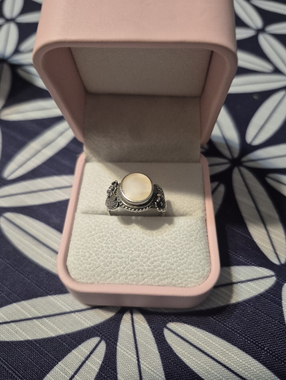 Vintage Style Sterling Silver Pearl Ring